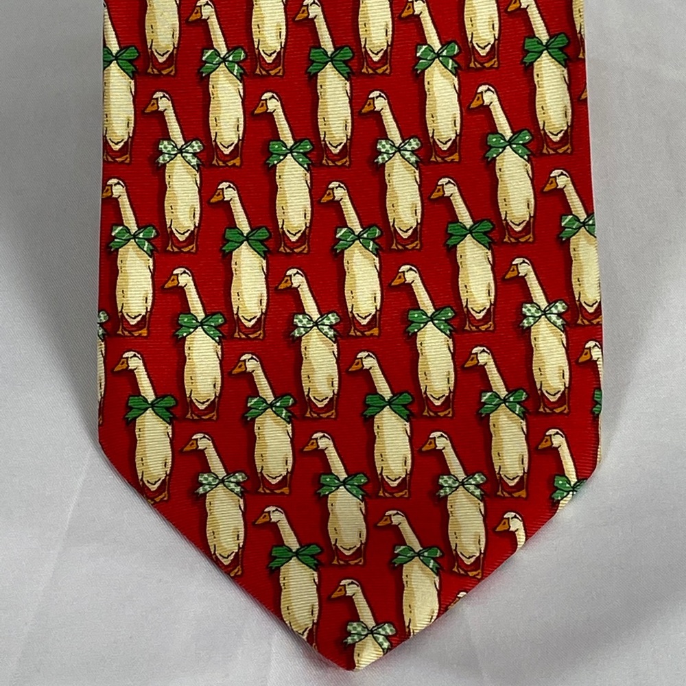 Burberry holiday goose silk tie - Picture 4 of 9